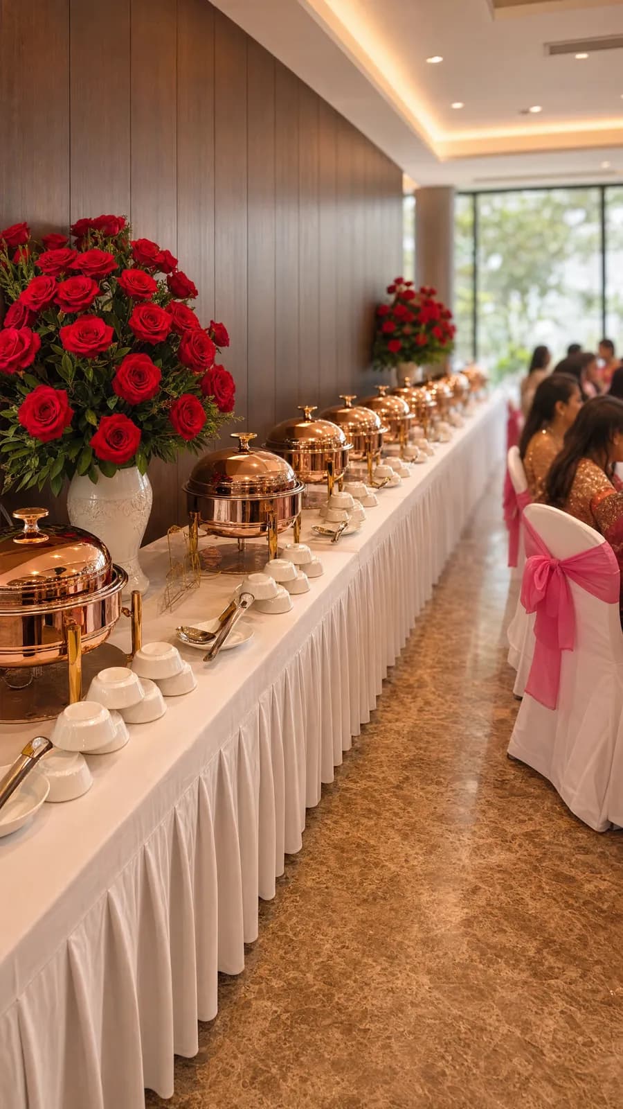 ZOVRYN signature experience with styled buffet and florals