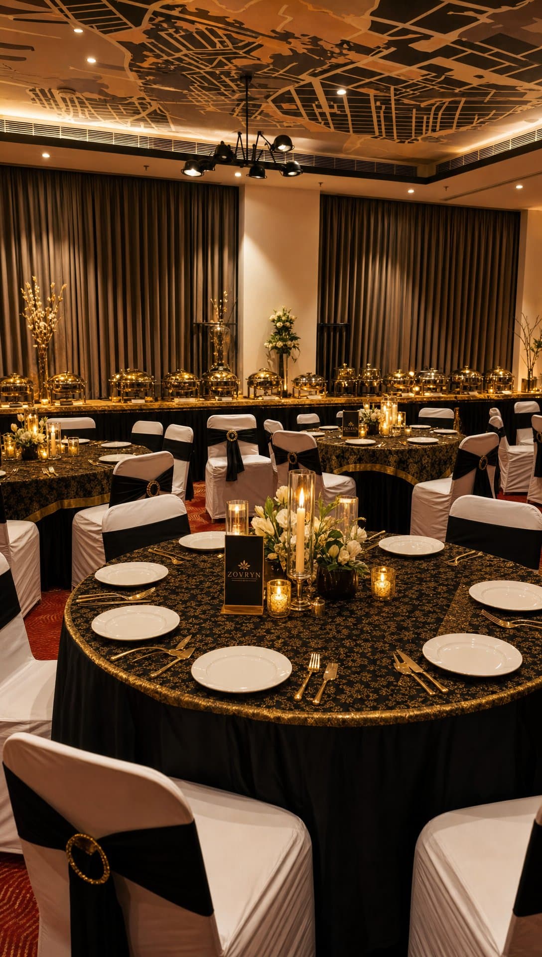 ZOVRYN private dining plating on black marble